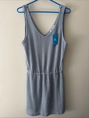 Cupshe Light Blue Waffle Knit Scoop-Neck Tank Dress